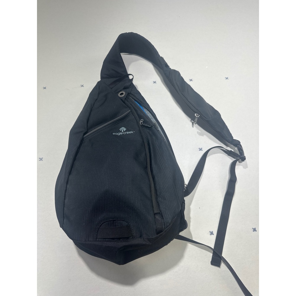 Eagle Creek Black RFID Blocker Sling Backpack Crossbody Travel Bag Mens Womens